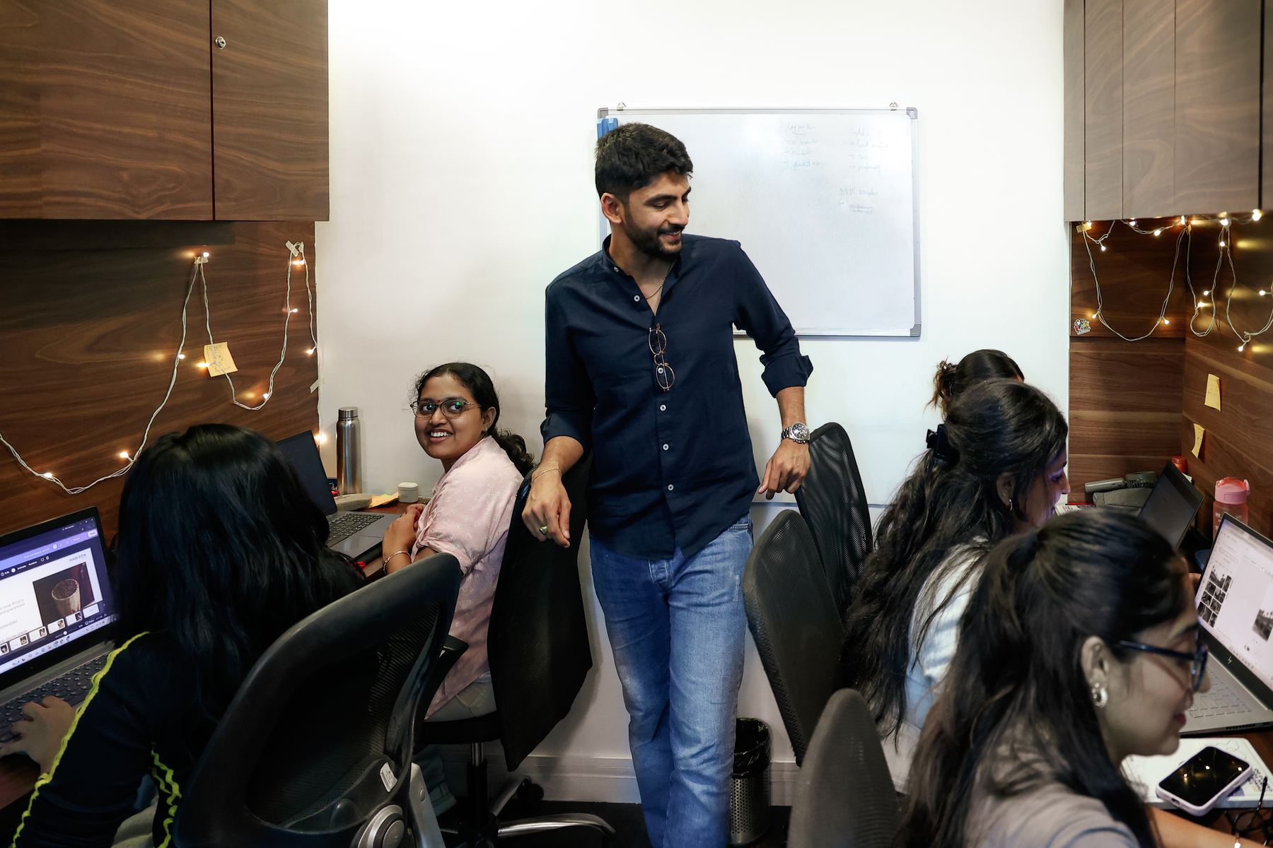 Manan Mehta with the MarketinCrew team in the Mumbai office
