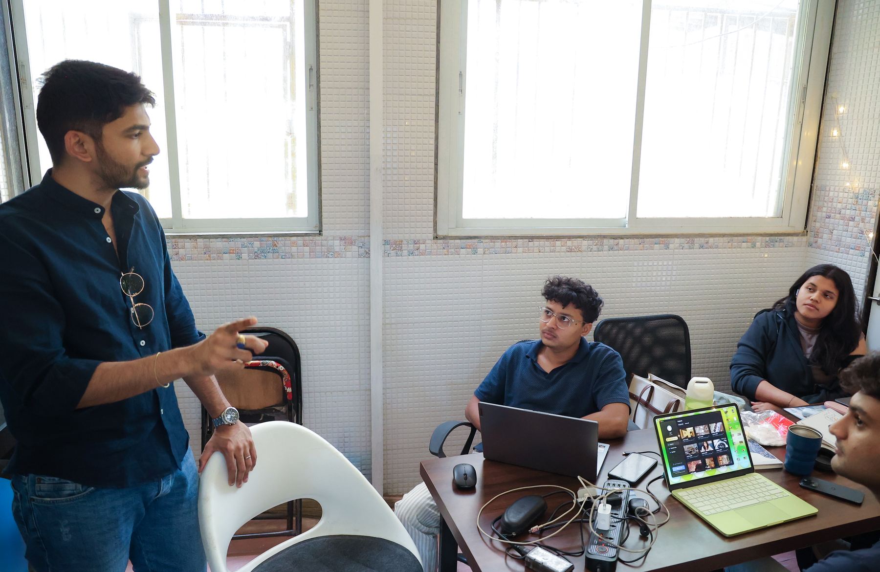 Manan Mehta with the MarketinCrew team in the Mumbai office