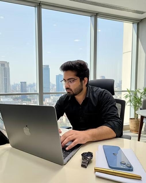 Harshit Balothiya, Director of AI and Digital Transformation at AI Crew, at work in the Mumbai office
