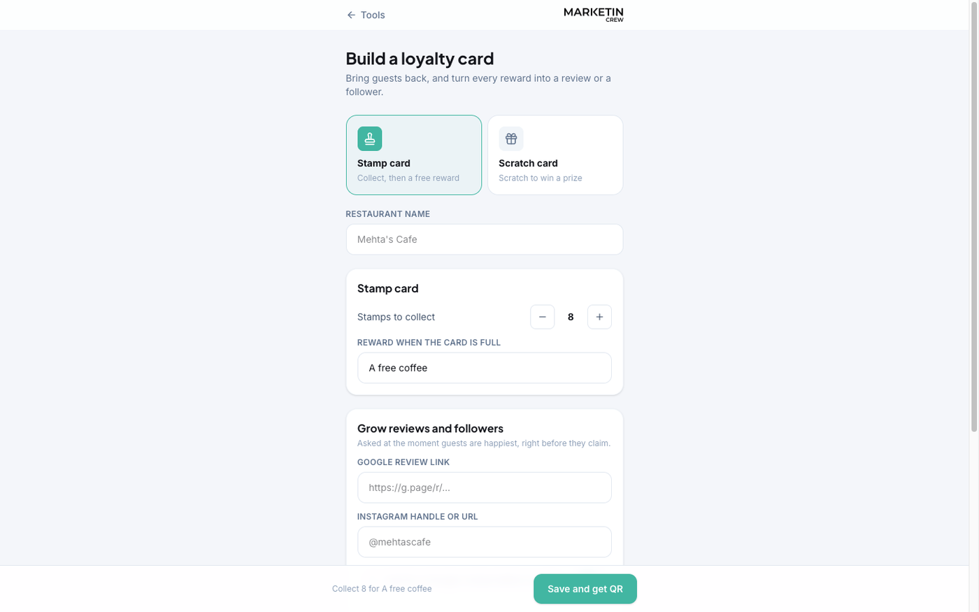 The loyalty card builder