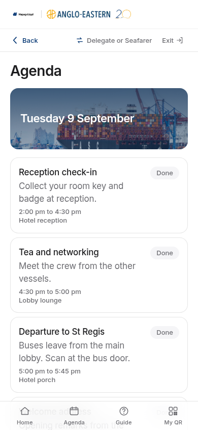 Agenda screen