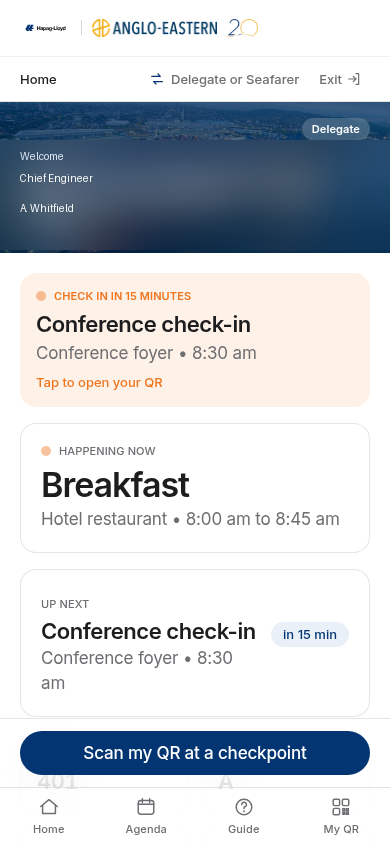 Delegate home screen