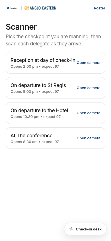 Check-in desk scanner