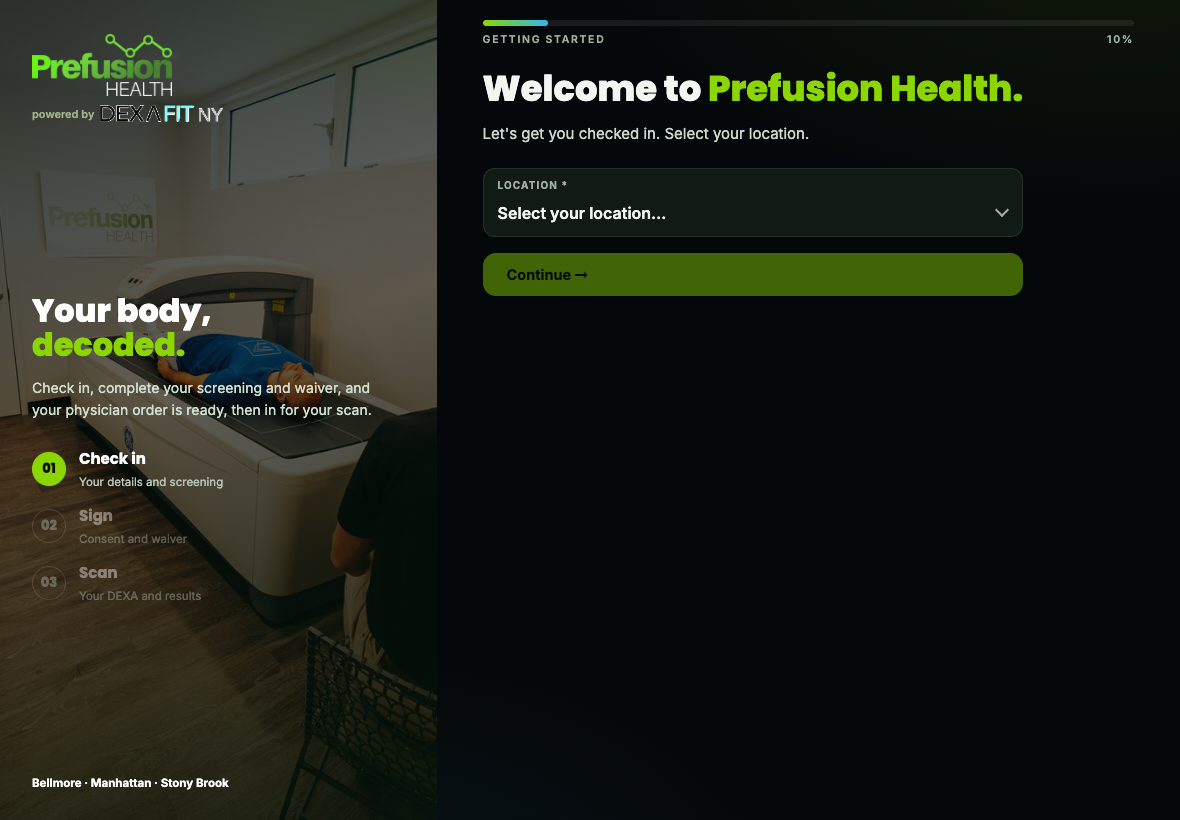 Prefusion Copilot iPad check-in kiosk