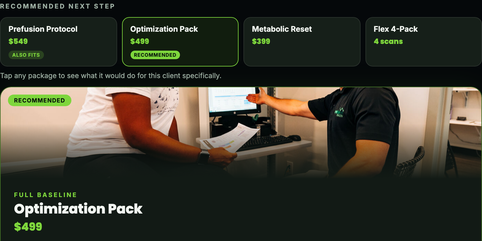 Package recommendation toggle