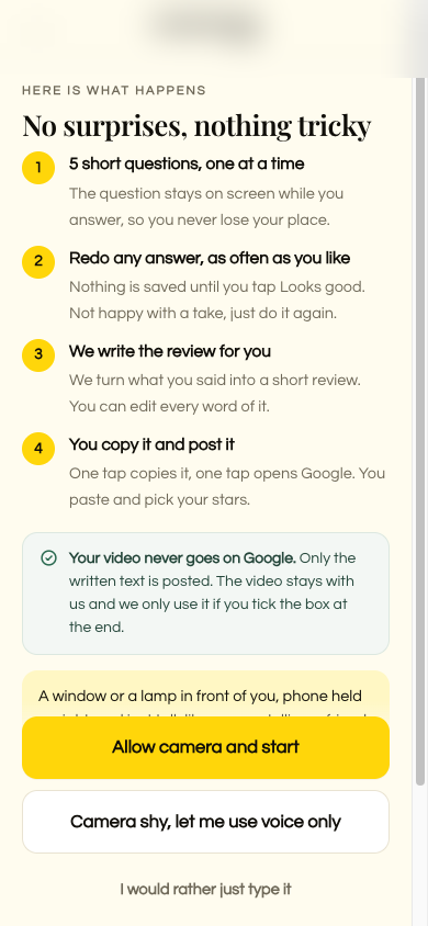 Agency testimonial flow